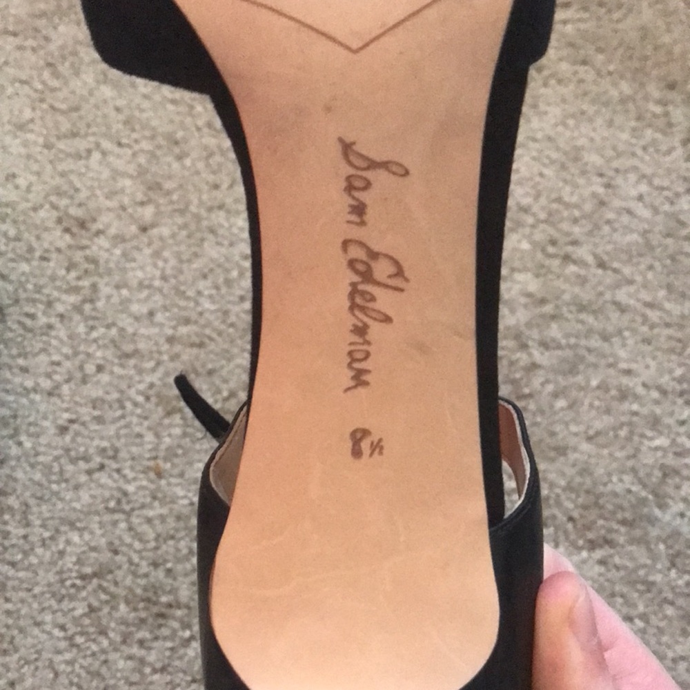 Sam Edelman crisscross tie up pointed toe zip back size 8 1/2 black heels - Picture 7 of 9
